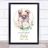 Chihuahua Pet Memorial Peach Gold Floral Wreath Personalized Gift Print