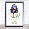 Cocker Spaniel Pet Memorial Peach Gold Floral Wreath Personalized Gift Print