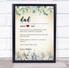 Dictionary Definition Dad Heart Vintage Floral Personalized Gift Print