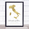 Italy Special Date & Occasion Gold & Grey Hearts Personalized Gift Print