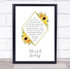 Our Story Sunflower Yellow Special Couple Love Anniversary Personalized Print