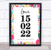 Special Date Event Occasion Love Spring Pink Flowers Personalized Gift Print