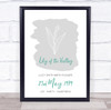 Teal Lily of the Valley May Flower Birthday Meaning Personalized Gift Print