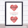 Wedding Day Married Two Love Heart Names Painted Red Personalized Gift Print