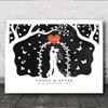 Wedding Love Tree Date Red Heart Chalk Effect Personalized Gift Print