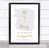 Yellow Daisy April Flower Month Birthday Meaning Personalized Gift Print