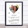 Happy Engagement Couple Special Date Heart Photo Silver Personalized Gift Print