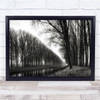 Belgium Damme Canal Trees Fog Autumn Fall Landscape Black & White Panorama Print