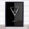 Reflection Bar Glass Cocktail Drink Black & White Lines Stripes Still Life Print