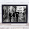 Water Mood People Rain Street Rainy Raining Black & White Umbrella Weather Print