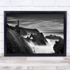 Lighthouse black and white Seascape Sea Rocks Water Clouds Beacon Wall Art Print
