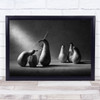 Pear Knife Black & White Black And White Fruit Still Life Execute Wall Art Print