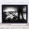 Mood Person Pier Walk Rocks Water Sky Landscape Black White Ghost Emotion Print