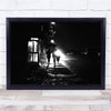 Dark Low Key Low-Key Street Abstract People Car Headlights Light Wall Art Print