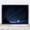 Night Torch Flash Light Headlamp Purple Landscape Person Sitting Wall Art Print