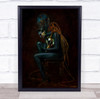 Portrait Woman Hat Paint Painted Body Painting Sit Sitting Chair Wall Art Print