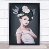 Asia Japan Japanese Portrait Model Woman Flower Flowers Make Up Wall Art Print