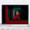 Bus Transportation Red Glance Person Woman Passenger Tram Metro Wall Art Print