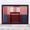Facade Red Blue White Graphic Abstract Shapes Geometry Symmetry Wall Art Print