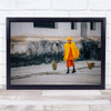Laos Monk Temple Sweeping Clean Cleaning Broom Yellow Monastery Wall Art Print
