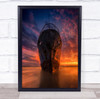Perspective Ghost Ship Maritime Pov Sunset Morning Dawn Sunrise Wall Art Print