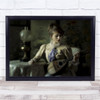 Portrait Vintage Dress Fashion Woman Chair Lamp Interior Guitar Wall Art Print