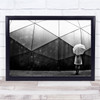 Street Umbrella Person Japan Black & White Woman Pattern Shapes Wall Art Print