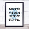 Doubt Kills More Dreams Inspirational Quote Print Blue Watercolour Poster