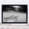 Landscape Beach Sand Black & White Coast Coastal Shore Empty Twig Twigs Print