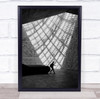 Man Light Shadow Walking Escalator Silhouette Geometry Pattern Wall Art Print