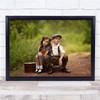 Travel Portrait Suitcase Journey Road Way Destination Hat kids Wall Art Print