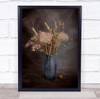Wildflowers Vase Background Plain Colours Spring Dark Painting Wall Art Print
