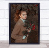 Woman Girl Model Portrait Coat Leaves Leaf Autumn Fall Outside Wall Art Print