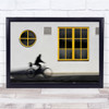 Yellow Window Street Bike Person Bicycle Cyclist Motion Blurry Wall Art Print