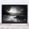 Black & White Beach Sea Ocean Water Vignette Dark Low Key Low-Key Reed Print