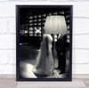 Wedding Lamp Idea Bride Groom Husband Wife Marriage Black & White Suit Print