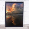 Bali Beach Blacksand Morning Thunderclouds Colour Reflections Wall Art Print