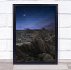 Desert Moon Wasteland Desolate Landscape Night Stars mountain Wall Art Print