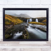 Iceland Kirkjufellsfoss River Stream Man Person Rain Mountain Wall Art Print