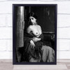 Mexican Beauty half naked nudity posing model black and white Wall Art Print