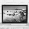 Landscape Norway Winter Coast Uttakleiv Beach Water Stones Snow Black Print