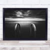 black and white Landscape Calm Still Metal Bars Dark Light Shadow Sea Print