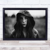 Freckles Portrait Black & White Girl Woman Outdoors Outside Hair Mood Print