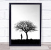 Iran Kermanshah Graphic Lonely Tree Black & White Silhouette Contrast Print