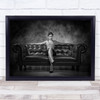 Sofa Couch Leather Woman Attitude Black & White Portrait Vignette Sit Print Sofa Couch Leather Woman Attitude Black & White Portrait Vignette Sit Print