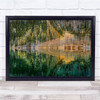 Landscape Reflection Green Abstract Trees Pattern Water Lake Wall Art Print