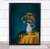 Orange Yellow Flower Flowers Flora Floral Vase Pitcher Table Wall Art Print