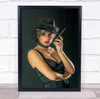 Smoke Smoker Smoking Cigarette Dress Hat Lipstick Lips Woman Wall Art Print