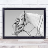 Woman Horse Portrait High Key High-Key Horses Animal Animals Wall Art Print