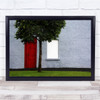 Architecture Door Red Tree Lonely Wall Dublin Ireland Urban Wall Art Print